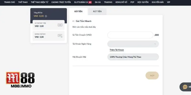 Nạp tiền M88 qua ví điện tử